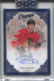 2023-24 Lukas Reichel Upper Deck Clear Cut CHAMPS BLUE AUTO 17/50 AUTOGRAPH #C-LR Chicago Blackhawks