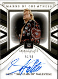 2023 Greg "The Hammer" Valentine Panini Immaculate WWE MARKS OF GREATNESS AUTO 56/99 AUTOGRAPH #MG-GVL WWE Legend