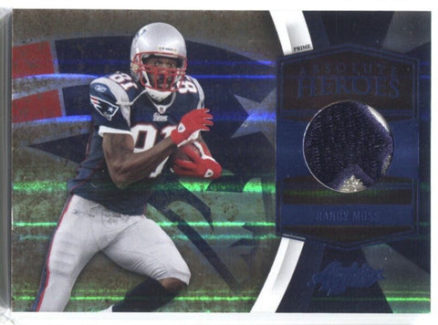 2010 Randy Moss Panini Absolute HEROES LOGO PATCH PRIME RELIC #10/50 New England Patriots NRMT