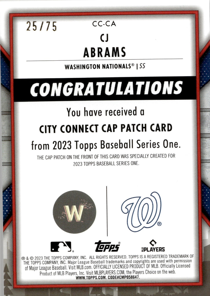 Washington Nationals: 2023 City Connect Logo - Officially Licensed