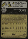 2022 Josh Lowe Topps Heritage SP IMAGE VARIATION ROOKIE RC #303 Tampa Bay Rays