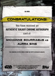 2022 Michonne Bourriague as Aurra Sing Topps Star Wars Galaxy Chrome PURPLE REFRACTOR AUTO 26/50 AUTOGRAPH #GA-MBA