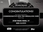 2020 Luke Skywalker Topps Star Wars Masterwork PURPLE COMMEMORATIVE DOG TAG 46/50 MEDALLION #DT-JL