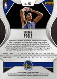 2019-20 Jordan Poole Panini Prizm ROOKIE RC #272 Golden State Warriors 40