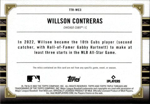 Wilson Contreras player worn jersey patch baseball card (Chicago