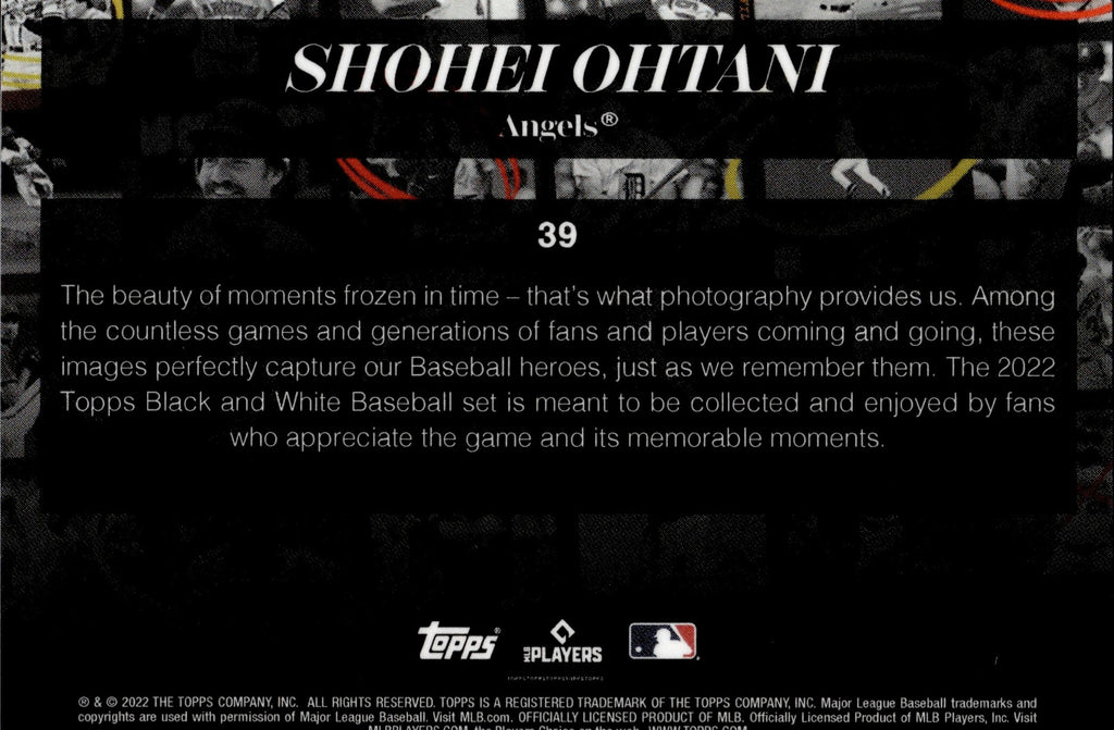 2022 Shohei Ohtani Topps BLACK & WHITE #39 Anaheim Angels