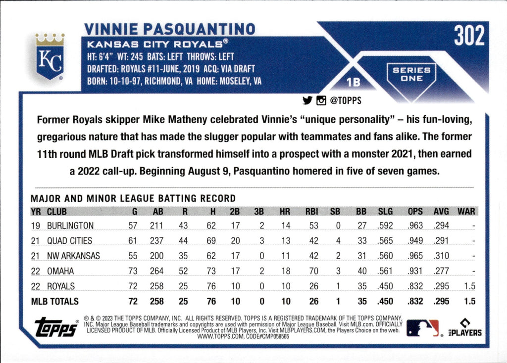 2023 Topps Vinnie Pasquantino RC Rookie Baseball Card -  Denmark