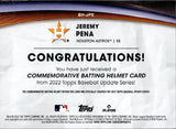 2022 Jeremy Pena Topps Update ROOKIE COMMEMORATIVE BATTING HELMET MANUFACTURED RELIC RC #BH-JPE Houston Astros 1