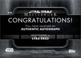 2020 Valene Kane as Lyra Erso Topps Star Wars Masterwork AUTO AUTOGRAPH #A-VK 2