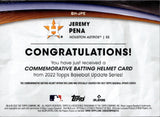 2022 Jeremy Pena Topps Update ROOKIE COMMEMORATIVE BATTING HELMET MANUFACTURED RELIC RC #BH-JPE Houston Astros 5