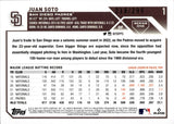 2023 Juan Soto Topps Series 1 ORANGE FOIL 218/299 #1 San Diego Padres