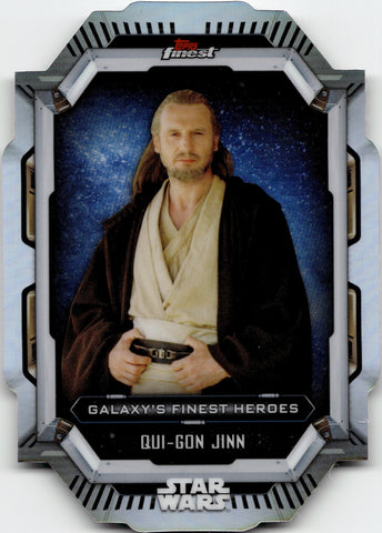 2022 Qui-Gon Jinn Topps Finest GALAXY'S FINEST HEROES DIE CUT REFRACTOR #GF-17 The Phantom Menace