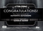 2020 Simon Paisley Day as General Quinn Topps Star Wars Masterwork BLUE AUTO 81/99 AUTOGRAPH #A-SPD