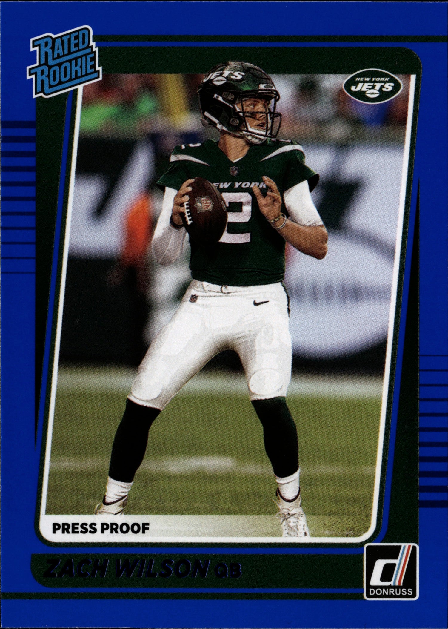 2021 Panini Donruss Football #252 Zach Wilson Rookie Card - Rated Rookie