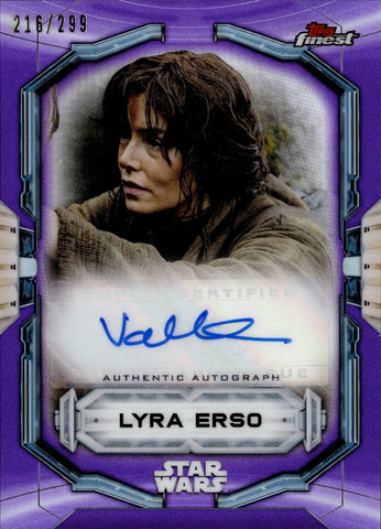 2022 Valene Kane as Lyra Erso Topps Finest PURPLE REFRACTOR AUTO 216/299 AUTOGRAPH #FA-VK