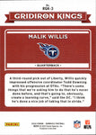 2022 Malik Willis Panini Donruss GRIDIRON KINGS ROOKIE RC #RGK-3 Tennessee Titans