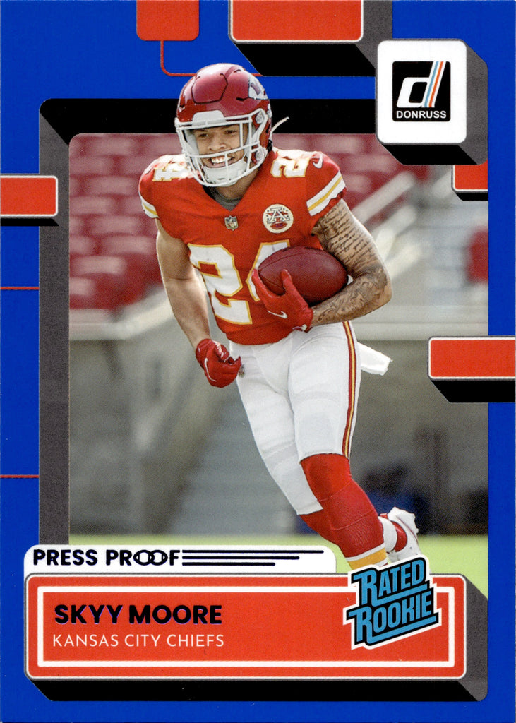 2022 Skyy Moore Panini Donruss PRESS PROOF BLUE ROOKIE RC #324 Kansas