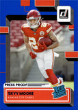 2022 Skyy Moore Panini Donruss PRESS PROOF BLUE ROOKIE RC #324 Kansas City Chiefs