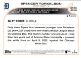 2022 Spencer Torkelson Topps Update Series NAVY BLUE ROOKIE DEBUT RC #USC79 Detroit Tigers