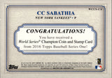 2016 C.C. Sabathia Topps Series 1 WORLD CHAMPION COIN AND STAMP 46/60 PENNY #WCCS-CS New York Yankees