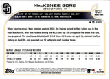 2022 MacKenzie Gore Topps Update Series ROOKIE PHOTO VARIATION RC #US81 San Diego Padres