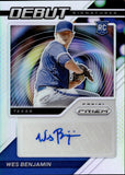 2021 Wes Benjamin Panini Prizm HOLO SILVER DEBUT ROOKIE AUTO AUTOGRAPH #DS-WB Texas Rangers