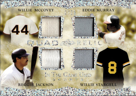 2022 Willie McCovey Eddie Murray Reggie Jackson Willie Stargell Leaf In the Game Used SILVER QUAD JERSEY 08/20 JERSEY NUMBER RELIC #GQM-11 Giants Orioles Yankees Pirates