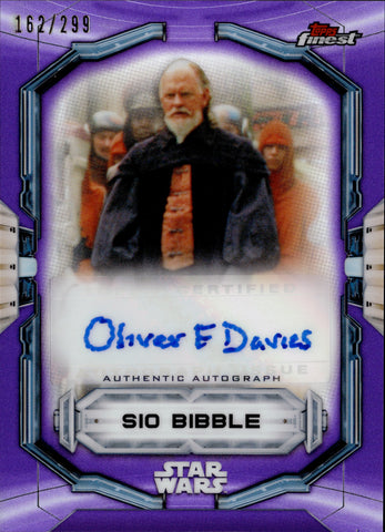 2022 Oliver Ford Davies as Sio Bibble Topps Finest PURPLE REFRACTOR AUTO 162/299 AUTOGRAPH #FA-OFD