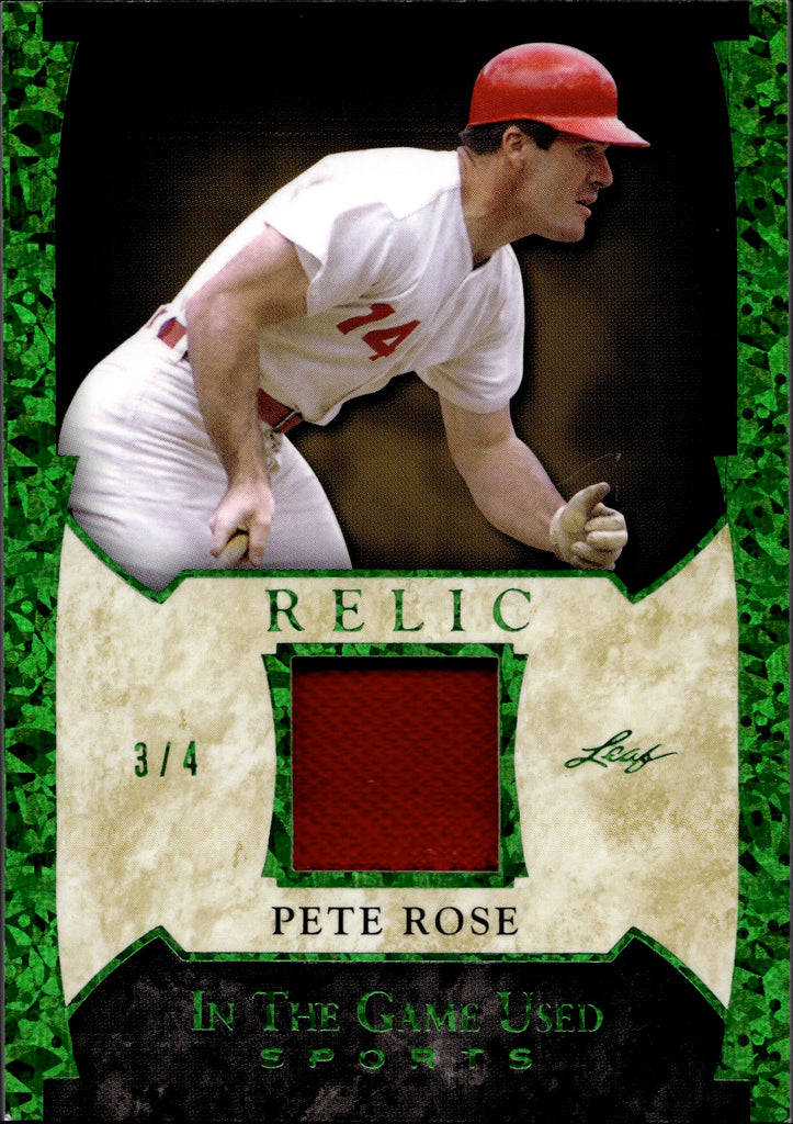 2022 Pete Rose Leaf In the Game Used EMERALD GREEN JERSEY 3/4 RELIC #G