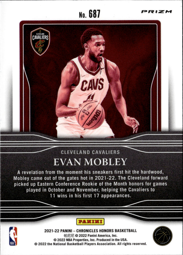 2021-22 Evan Mobley Panini Chronicles Honors HOLO SILVER ROOKIE RC #687  Cleveland Cavaliers