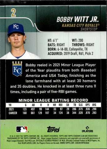 Kansas City Royals: Bobby Witt Jr. 2022 Batting - Officially Licensed