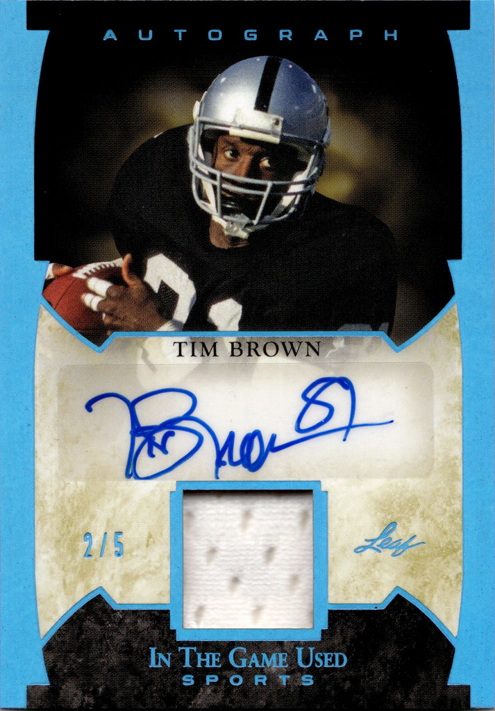2022 Tim Brown Leaf In The Game Used ROYAL BLUE AUTO JERSEY 2/5 RELIC