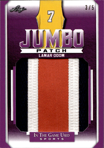 2022 Lamar Odom Leaf In the Game Used PURPLE JUMBO PATCH 3/5 RELIC #JP-23 Los Angeles Lakers