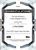 2022 Valene Kane as Lyra Erso Topps Finest PURPLE REFRACTOR AUTO 216/299 AUTOGRAPH #FA-VK