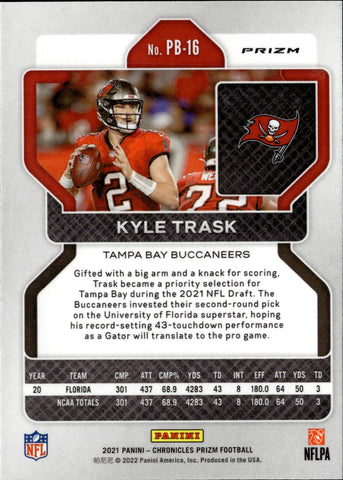 Kyle Trask 2021 Panini Black Rookie Patch Auto Silver Buccaneers