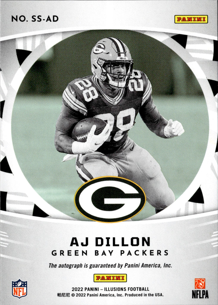 2022 AJ Dillon Panini Illusions SUPERLATIVES AUTO 44/75 AUTOGRAPH #SS