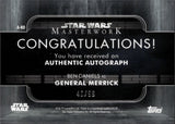 2020 Ben Daniels as General Merrick Topps Star Wars Masterwork BLUE AUTO 46/99 AUTOGRAPH #A-BD