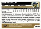 2005 Ryan Braun Topps Chrome Update & Highlights ROOKIE RC #UH198 Milwaukee Brewers 2