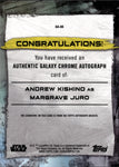 2022 Andrew Kishino as Margrave Juro Topps Star Wars Galaxy Chrome REFRACTOR AUTO AUTOGRAPH #GA-AK