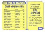 1987 Cal Ripken Jr. Topps TIFFANY ALL STAR #609 Baltimore Orioles HOF