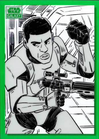 2022 Finn by Derek Laufman Topps Star Wars Galaxy Chrome GREEN REFRACTOR 19/99 BLACK & WHITE SKETCH VARIATIONS #BV-87