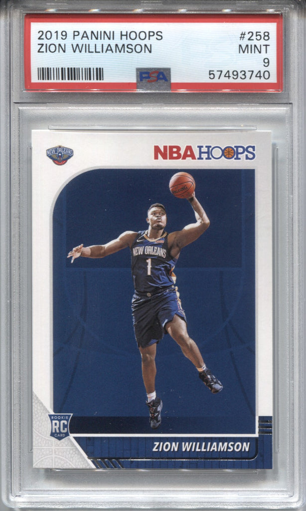 2019-20 Zion Williamson Panini NBA Hoops ROOKIE RC PSA 9 #258 New Orleans  Pelicans 3740