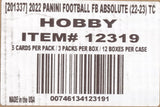2022 Panini Absolute Football Hobby, 12 Box Case