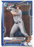 2021 John Rhodes Bowman Chrome Draft BLUE REFRACTOR 131/150 #BDC80 Baltimore Orioles