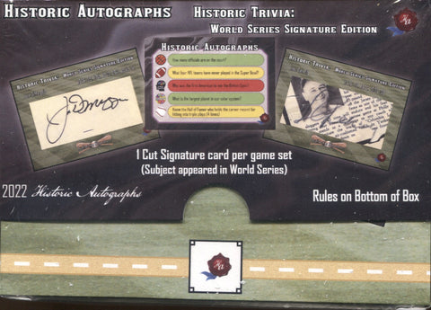 2022 Historic Autographs Trivia Set World Series Cut Signature  Baseball Hobby, Box