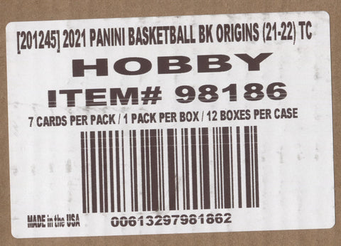 2021-22 Panini Origins Hobby Basketball, 12 Box Case