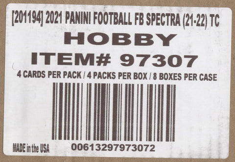 *LAST CASE* 2021 Panini Spectra Hobby Football, 8 Box Case