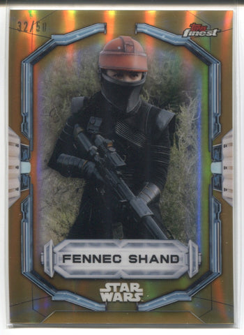 2022 Fennec Shand Topps Star Wars Finest GOLD REFRACTOR 32/50 #110 The Mandalorian