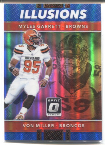 2017 Myles Garrett Von Miller Donruss Optic ILLUSIONS BLUE 006/149 #12 Cleveland Browns