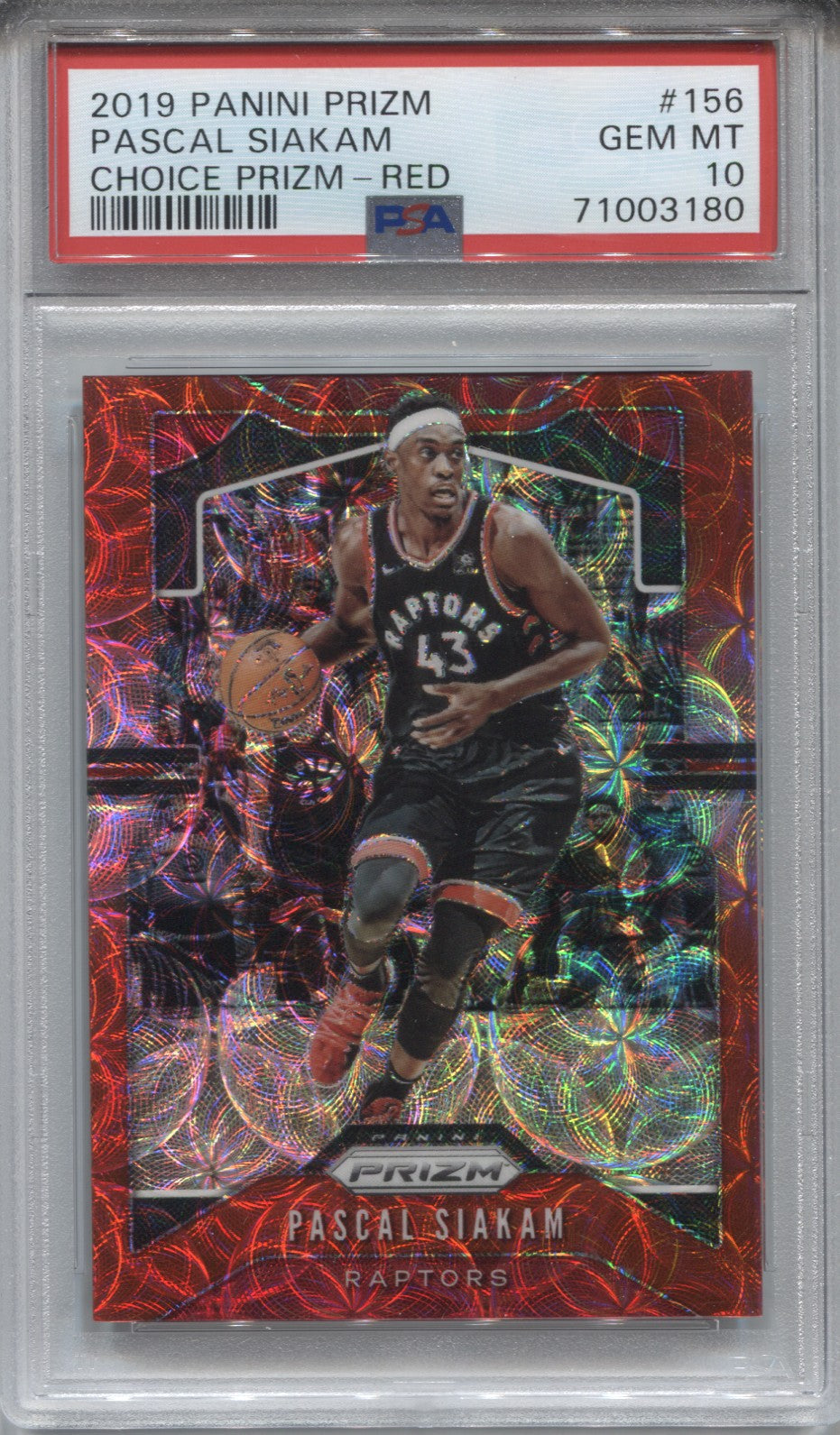 2019-20 Pascal Siakam Panini Prizm CHOICE RED 13/88 PSA 10 #156 Toront